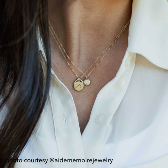 14k Recycled Gold Monogram Necklace - Picture 8 of 8